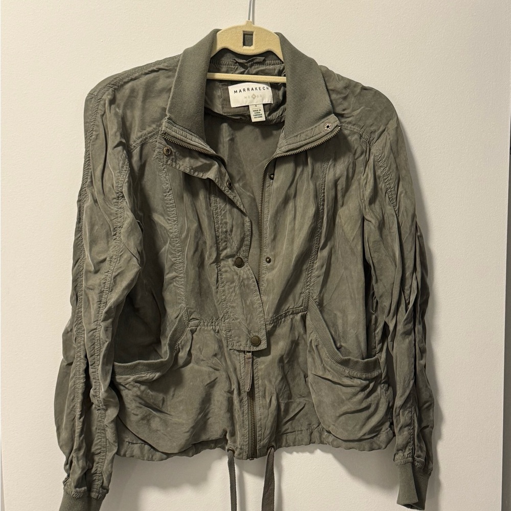 Anthropologie Marrakech Green Utility Jacket with Cinched Waist
